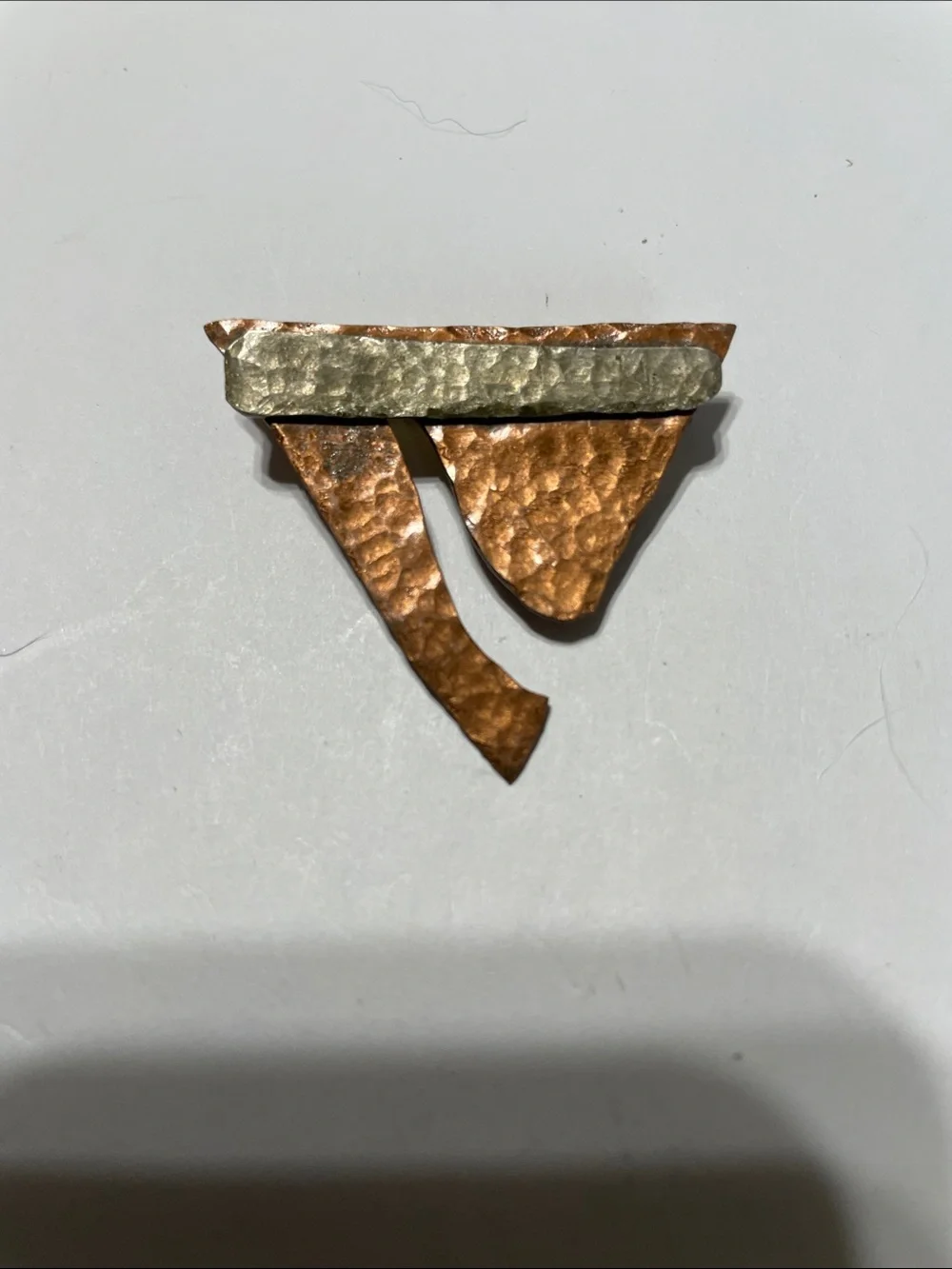 Copper and Silver-Tone Abstract Brooch